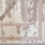 فرش مراکشی 500 شانه کاشان طرح لوزی وینتیج کرم نسکافه ای کد 50299َAL - Image 2