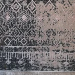 فرش مراکشی 500 شانه کاشان طرح لوزی وینتیج نسکافه ای زغالی کد 50208 - Image 2