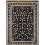 فرش ماشینی 700شانه کاشان طرح اکازیون مشکی