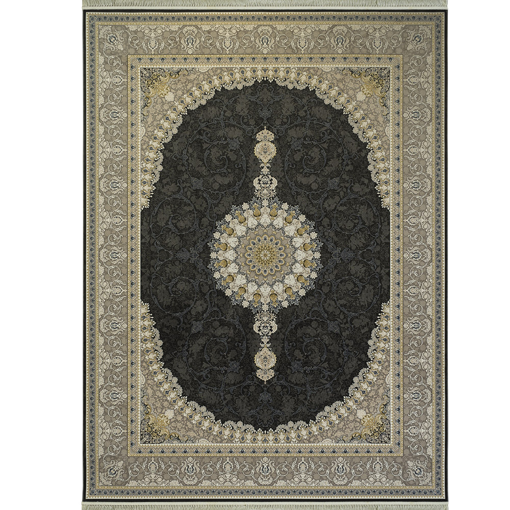 1-17-1-1.jpg طرح ویکتوریا زغالی فرش ماشینی 1200 شانه کاشان - Image 1