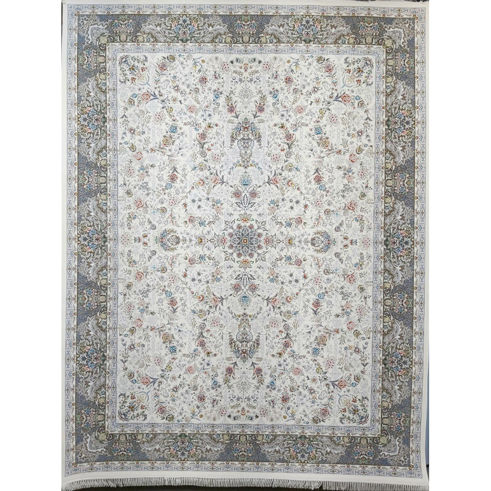 1-4.jpg فرش ماشینی 1200شانه کاشان طرح نورا کرم - Image 1
