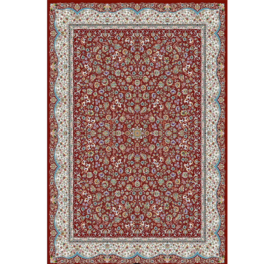 2-1-7.jpg فرش ماشینی 1000 شانه کاشان طرح نوبهار لاکی - Image 1