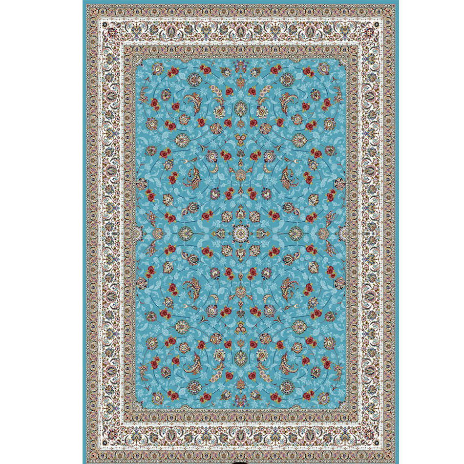 2-1-9.jpg فرش ماشینی 1000 شانه کاشان طرح شیدا آبی - Image 1