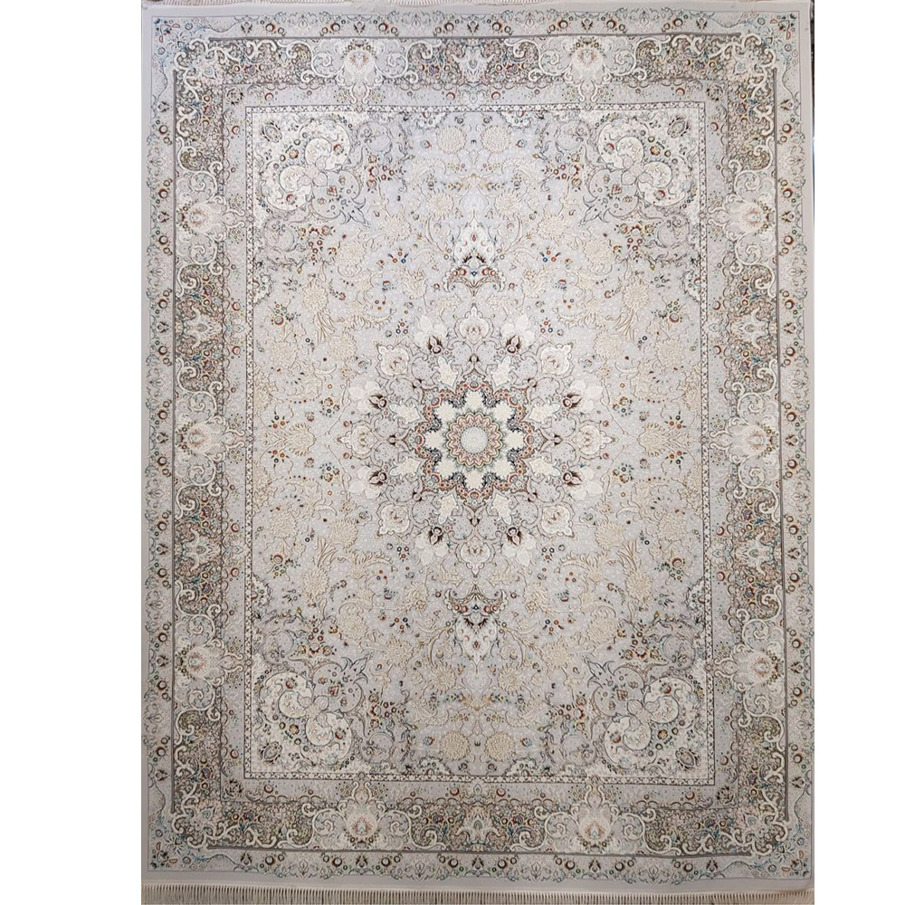 2-14.jpg فرش ماشینی 1200 شانه کاشان طرح تبریزان نقره ای - Image 1