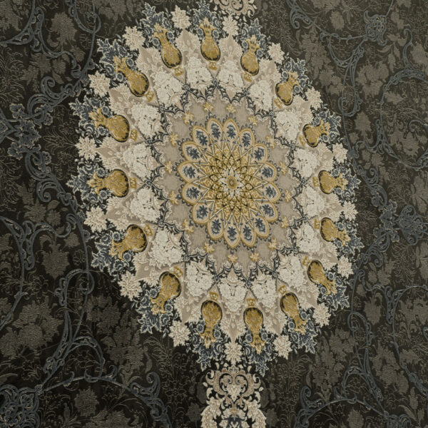 طرح ویکتوریا زغالی فرش ماشینی 1200 شانه کاشان - Image 2