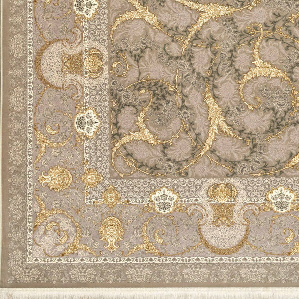 طرح ناتالی طوسی حاشیه سیلور فرش ماشینی 1500 شانه کاشان کدs1035 - Image 2