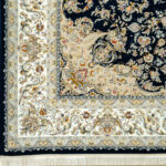 طرح لیا سرمه ای فرش ماشینی 1500 شانه کاشان کدBM1019 - Image 2