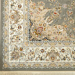 طرح لیا نقره ای فرش ماشینی 1500 شانه کاشان کد BM1019 - Image 2