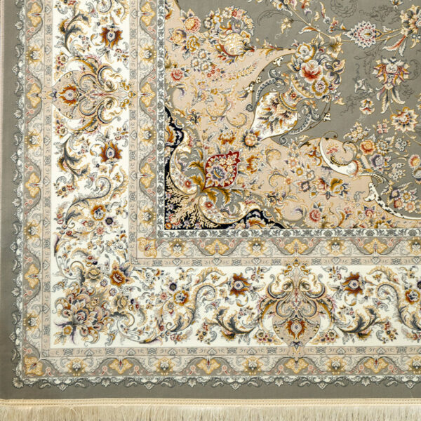 طرح لیا نقره ای فرش ماشینی 1500 شانه کاشان کد BM1019 - Image 2