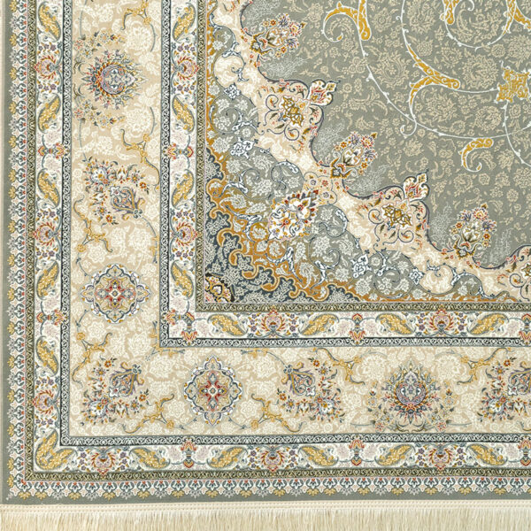 طرح اسکارلت نقره ای فرش ماشینی 1500 شانه کاشان کد BM1020 - Image 3