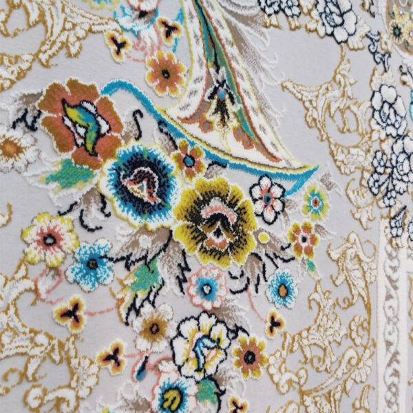 فرش ماشینی 1200شانه کاشان طرح خشتی نقره ای - Image 2