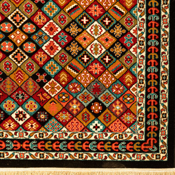 گبه خشتی لوزی سرمه ای 340 شانه کاشان کد827 - Image 2