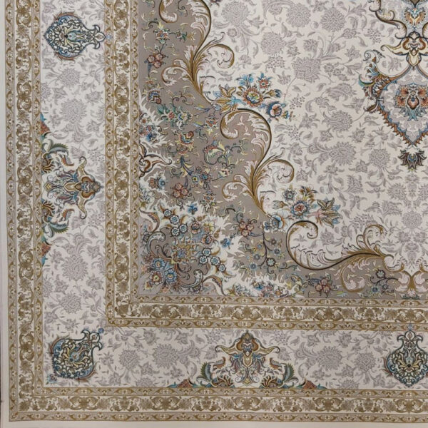 فرش ماشینی 1200شانه کاشان طرح سپهر کرم - Image 3