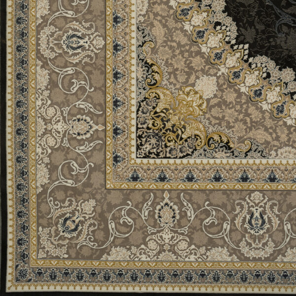 طرح ویکتوریا زغالی فرش ماشینی 1200 شانه کاشان - Image 3