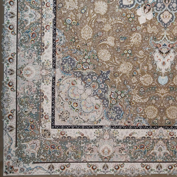 فرش ماشینی 1200 شانه کاشان طرح تبریزان نسکافه ای - Image 3