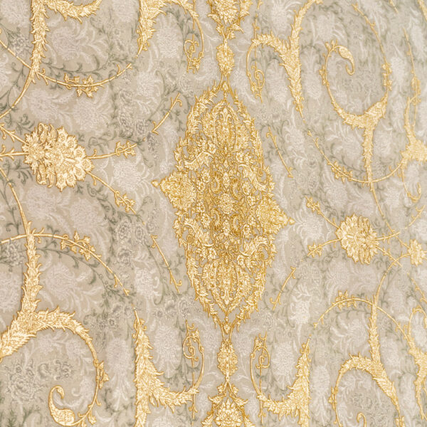 طرح ناتالی طوسی حاشیه سیلور فرش ماشینی 1500 شانه کاشان کدs1035 - Image 3