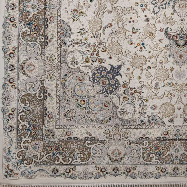 فرش ماشینی 1200 شانه کاشان طرح تبریزان کرم - Image 3