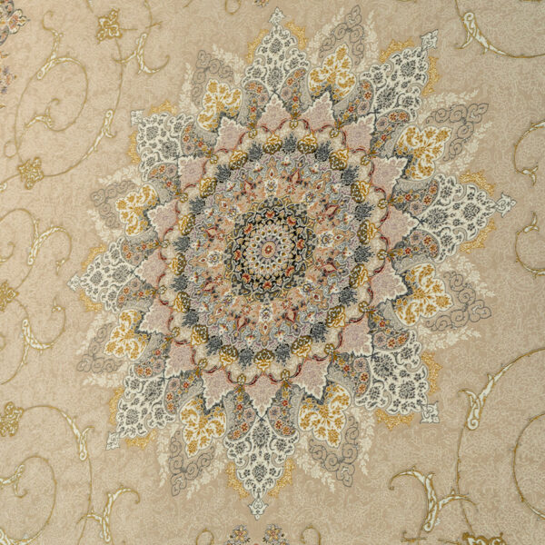 طرح اسکارلت بژ فرش ماشینی 1500 شانه کاشان کد BM1020 - Image 3