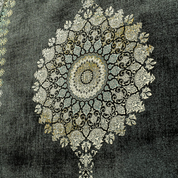 طرح نایین سرمه ای وینتیج فرش ماشینی 1200 شانه کاشان کد 123 - Image 3