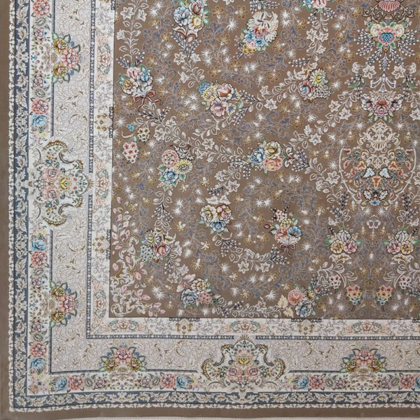 فرش ماشینی 1200شانه کاشان طرح مهتاب نسکافه ای - Image 3