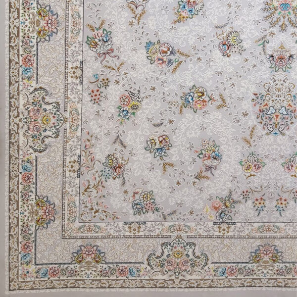 فرش ماشینی 1200شانه کاشان طرح مهتاب نقره ای - Image 3