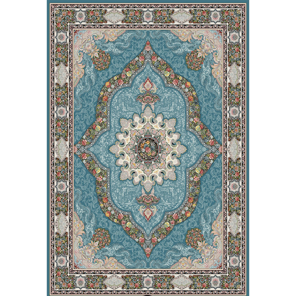 5-5.jpg فرش ماشینی 700 شنه کاشان طرح کارینا آبی - Image 1