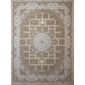 فرش ماشینی 1200شانه کاشان طرح خشتی نسکافه ای