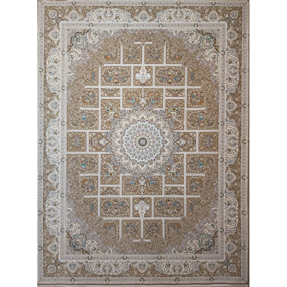 6-2.jpg فرش ماشینی 1200شانه کاشان طرح خشتی نسکافه ای - Image 1