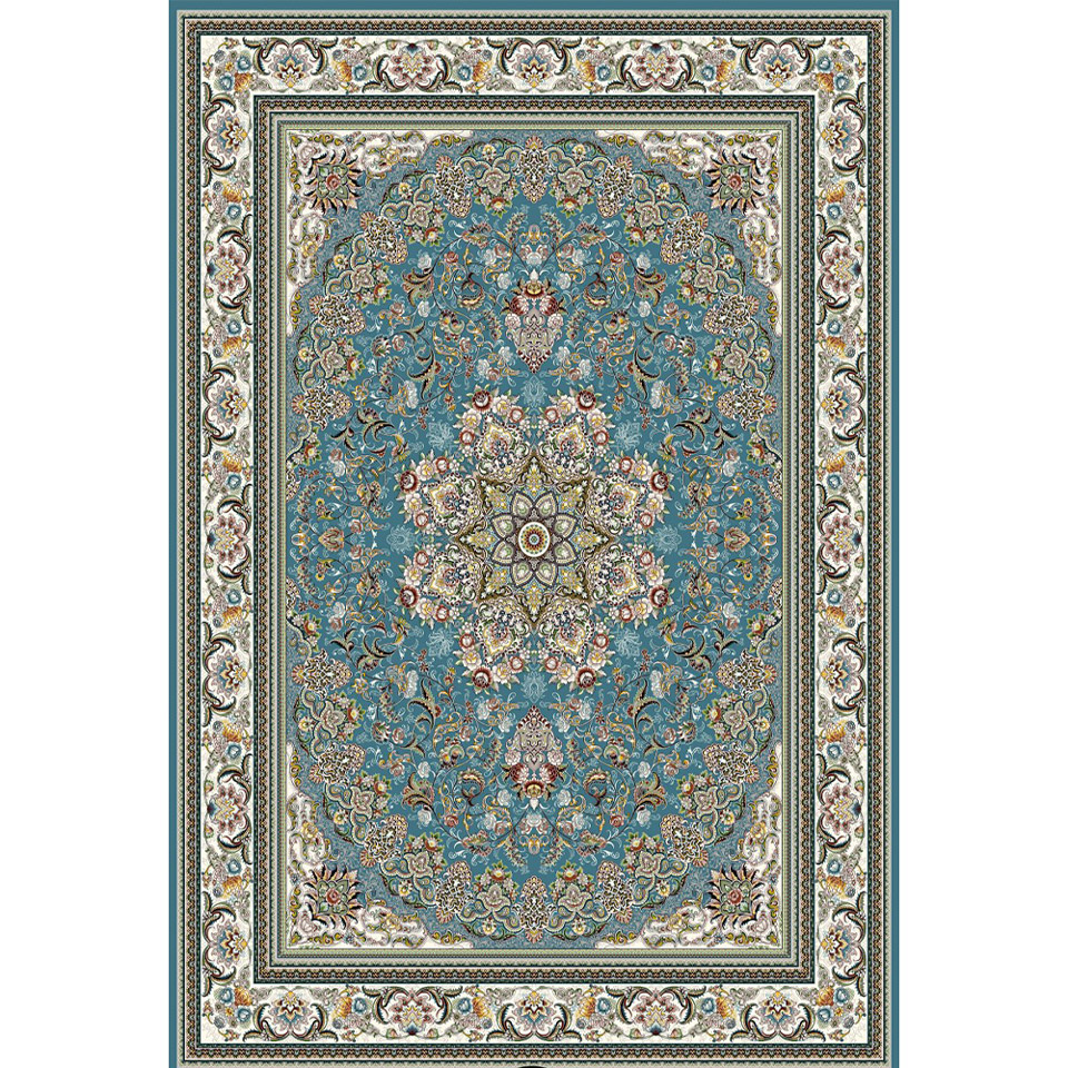 6-6.jpg فرش ماشینی 700 شانه کاشان طرح میخک آبی - Image 1