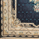 فرش ماشینی 1200شانه کاشان طرح ماهان سرمه ای - Image 2