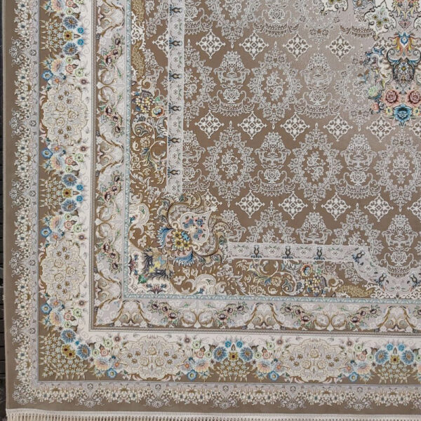 فرش ماشینی 1200 شانه کاشان طرح ماهان نسکافه ای - Image 3