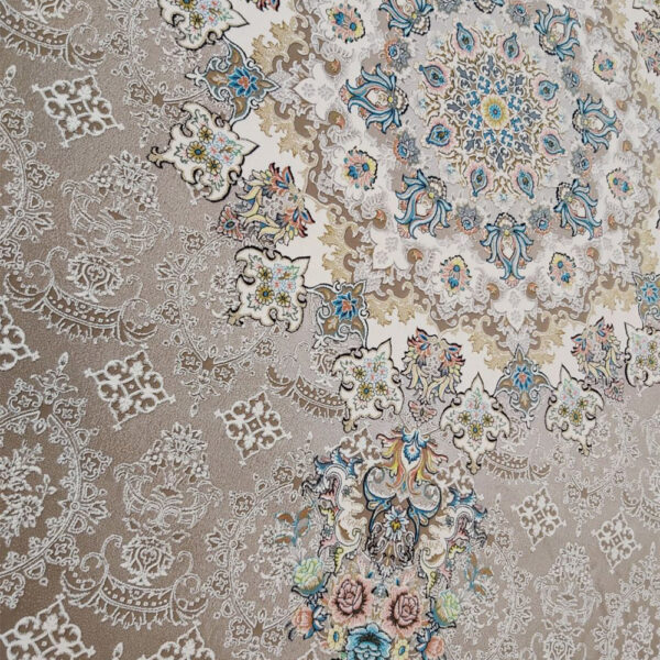 فرش ماشینی 1200 شانه کاشان طرح ماهان نسکافه ای - Image 2