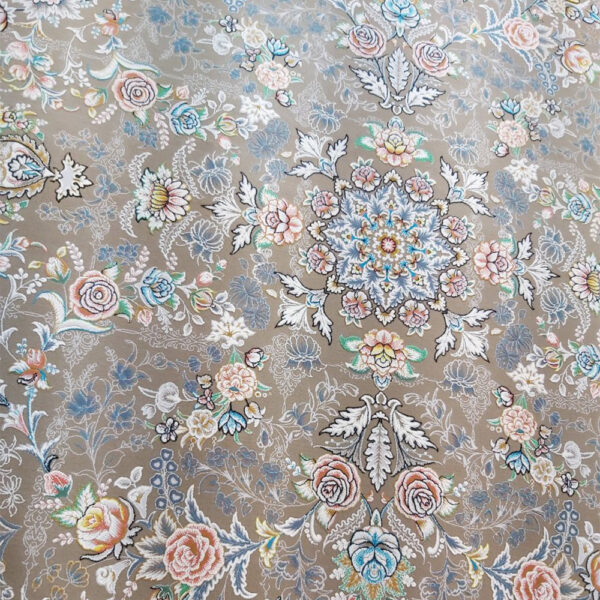 فرش ماشینی 1200شانه کاشان طرح نورا نسکافه ای - Image 2