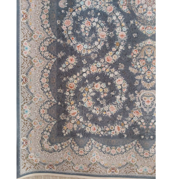 فرش ماشینی 1200شانه کاشان طرح گلوریا زغالی - Image 2