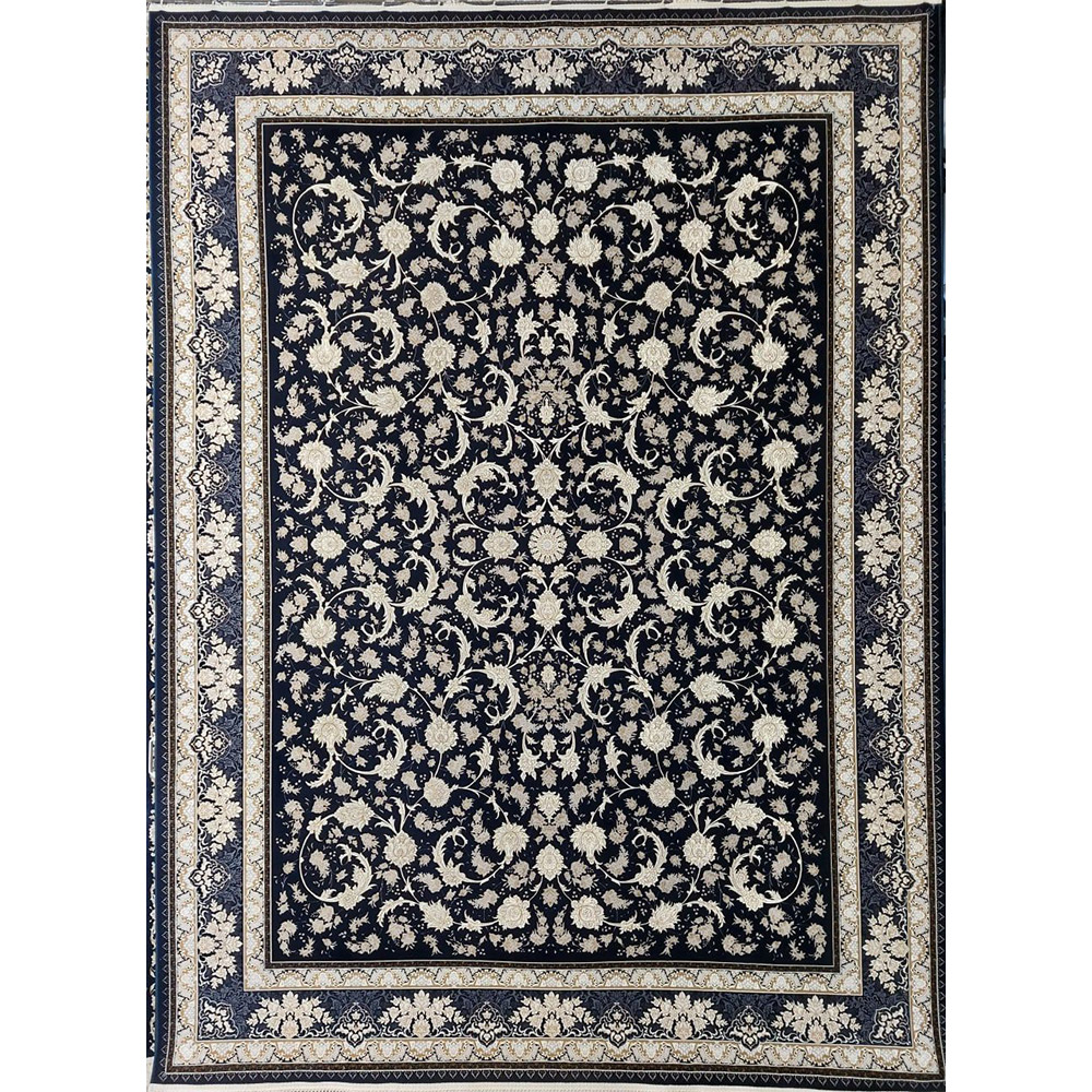 -ای-2.jpg فرش ماشینی 1200شانه کاشان طرح پریماه سرمه ای - Image 1