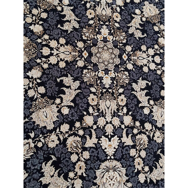 فرش ماشینی1200شانه کاشان طرح دلکش سرمه ای - Image 2