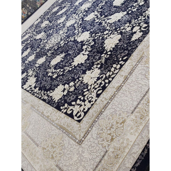فرش ماشینی 1200شانه کاشان طرح سوگل سرمه ای - Image 2