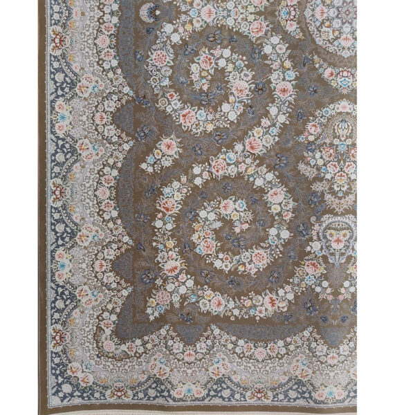 فرش ماشینی 1200 شانه کاشان طرح گلوریا نسکافه ای - Image 3