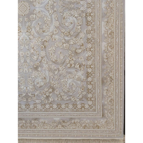 فرش ماشینی 1200شانه کاشان طرح جازمین نقره ای - Image 2