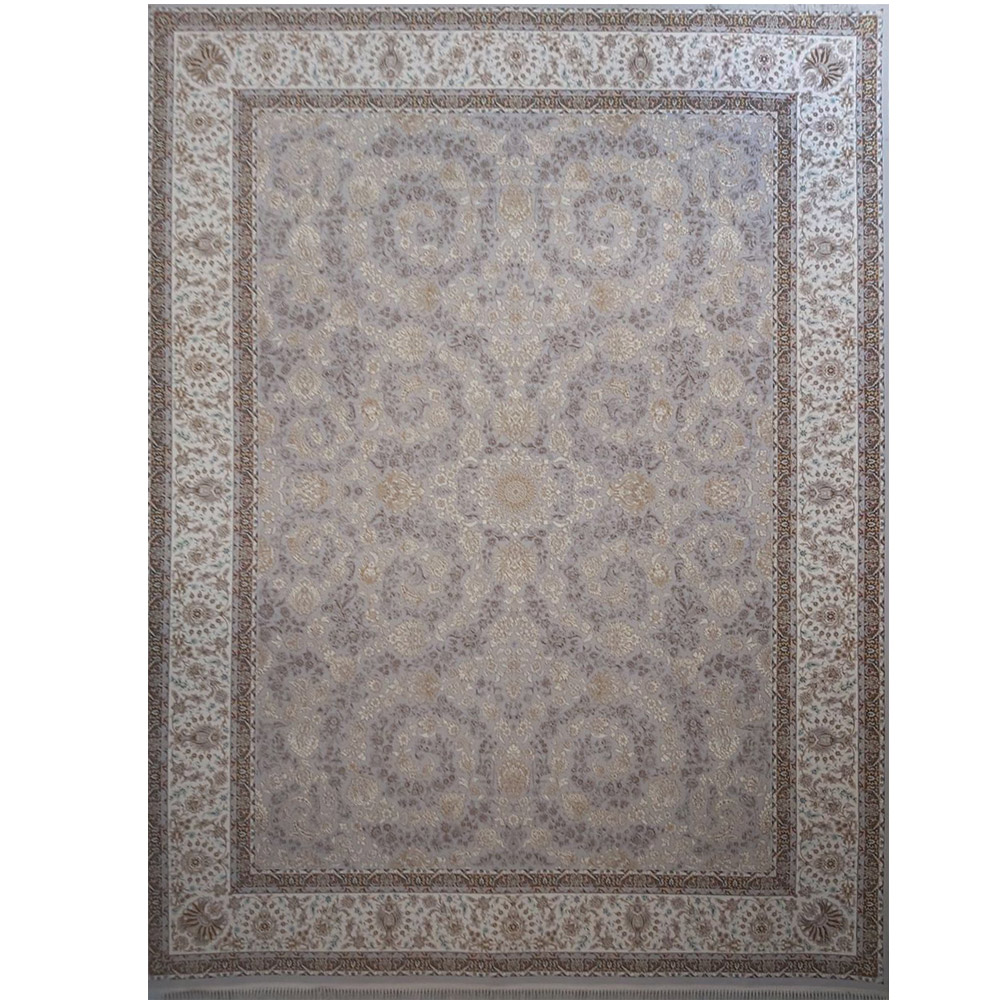 -ای-3.jpg فرش ماشینی 1200 کاشان طرح ماهور نقره ای - Image 1
