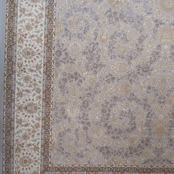فرش ماشینی 1200 کاشان طرح ماهور نقره ای - Image 3