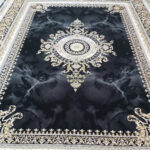 ژیوا سرمه ای فرش ماشینی 700 شانه کاشان